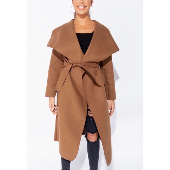 New Arrival!!! Oversized Belted Waterfall Coat - Picture 8 of 10